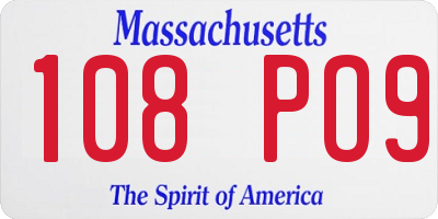 MA license plate 108PO9