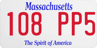 MA license plate 108PP5