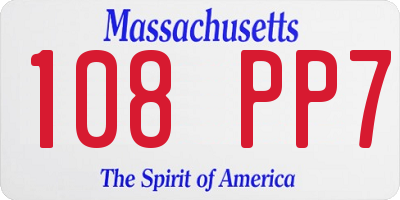 MA license plate 108PP7