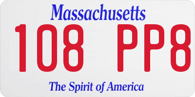 MA license plate 108PP8