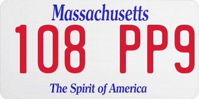 MA license plate 108PP9