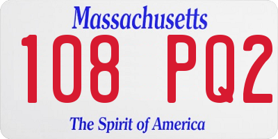 MA license plate 108PQ2