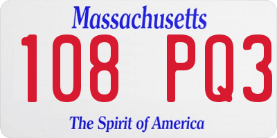 MA license plate 108PQ3