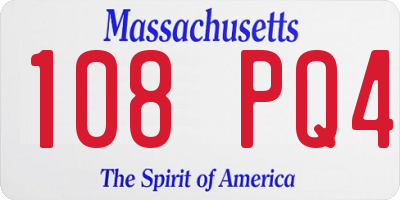 MA license plate 108PQ4