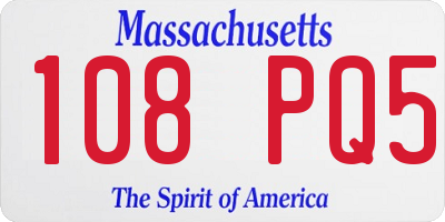 MA license plate 108PQ5