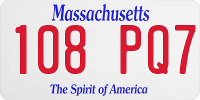 MA license plate 108PQ7