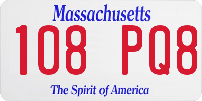 MA license plate 108PQ8