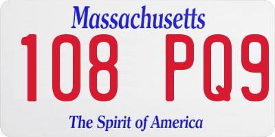 MA license plate 108PQ9