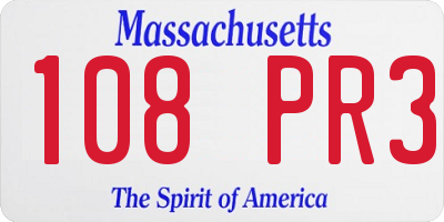MA license plate 108PR3