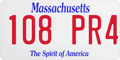 MA license plate 108PR4