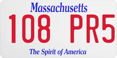 MA license plate 108PR5
