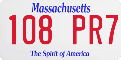 MA license plate 108PR7