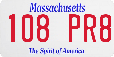 MA license plate 108PR8