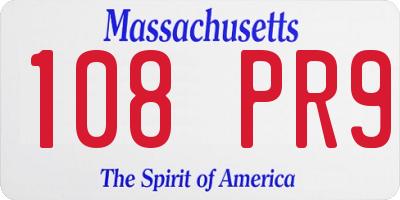 MA license plate 108PR9
