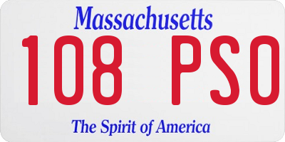 MA license plate 108PS0