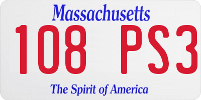 MA license plate 108PS3