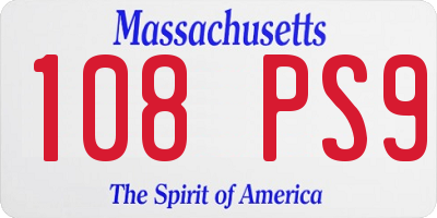 MA license plate 108PS9