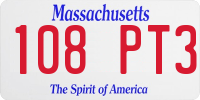 MA license plate 108PT3
