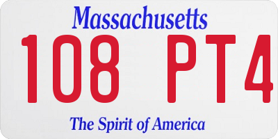 MA license plate 108PT4