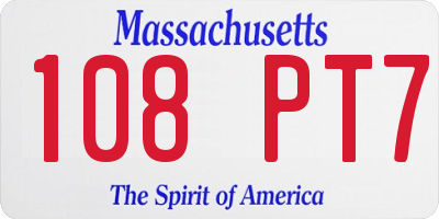 MA license plate 108PT7