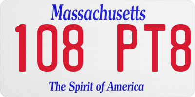 MA license plate 108PT8
