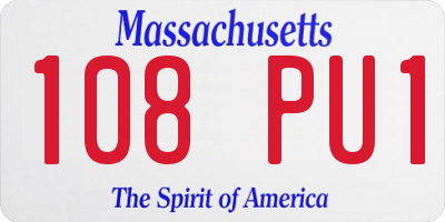 MA license plate 108PU1