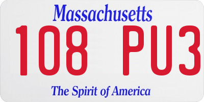 MA license plate 108PU3