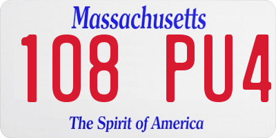 MA license plate 108PU4