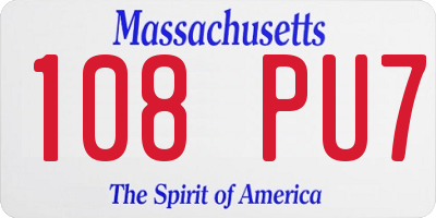 MA license plate 108PU7