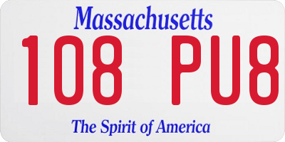 MA license plate 108PU8