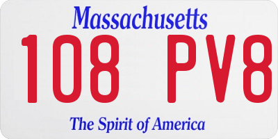 MA license plate 108PV8