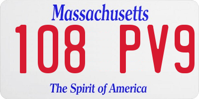 MA license plate 108PV9