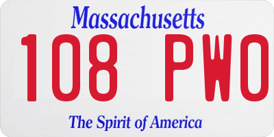 MA license plate 108PW0