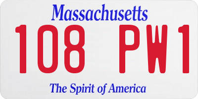 MA license plate 108PW1