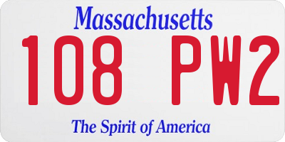 MA license plate 108PW2