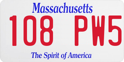 MA license plate 108PW5