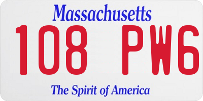 MA license plate 108PW6