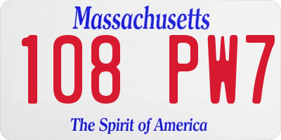 MA license plate 108PW7