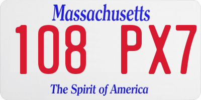 MA license plate 108PX7