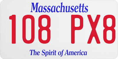 MA license plate 108PX8