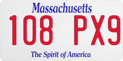 MA license plate 108PX9
