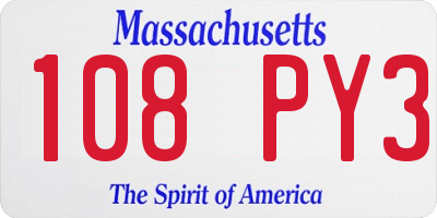 MA license plate 108PY3