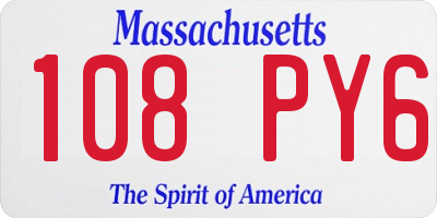 MA license plate 108PY6