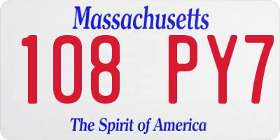 MA license plate 108PY7