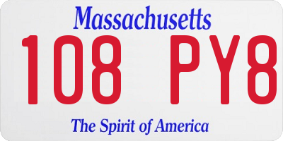 MA license plate 108PY8