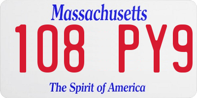 MA license plate 108PY9