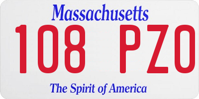 MA license plate 108PZ0