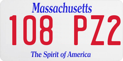 MA license plate 108PZ2