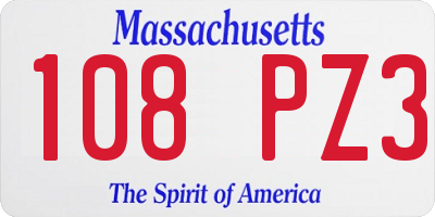 MA license plate 108PZ3