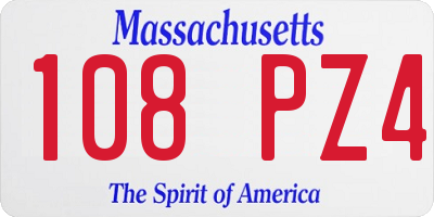 MA license plate 108PZ4